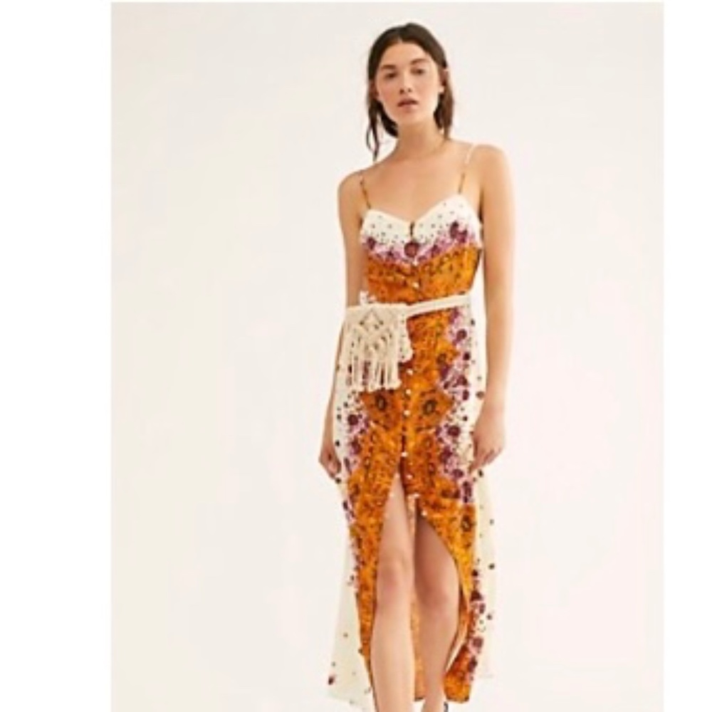 FREE PEOPLE morning song printed maxi slip dress